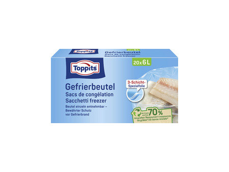 TOPPITS Sachet de congélation, 20 x 6 litres, 290 x 410 mm