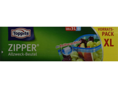 TOPPITS Sachet multi-usage avec zip, 18 x 3 litres