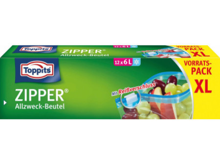 TOPPITS Sachet multi-usage avec zip, 12 x 6 litres