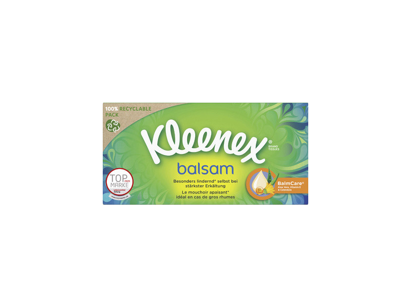 Kleenex Mouchoirs Balsam, 4 couches, blanc, boîte de 56