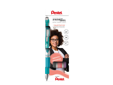 Pentel Stylo roller à encre gel EnerGel XmRT, set de 4