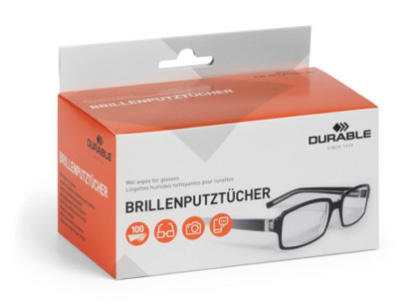 DURABLE Lingette nettoyante pour lunettes, paquet de 100