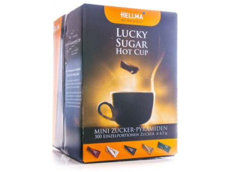 HELLMA Sachets de sucre Lucky Sugar 'Hot Cup', présentoir en