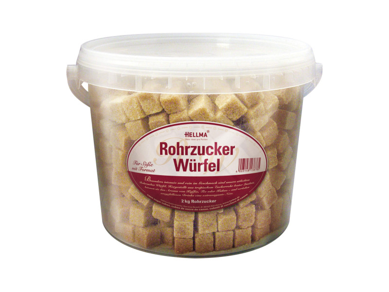HELLMA Cubes de sucre roux, dans un seau
