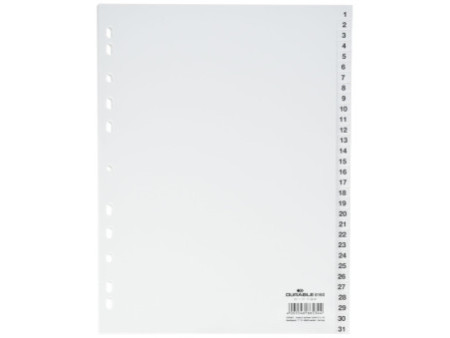 DURABLE Intercalaires en plastique, numérique, A4,31 touches