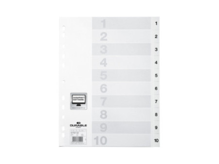 DURABLE Intercalaires en plastique, numérique, A4,10 touches