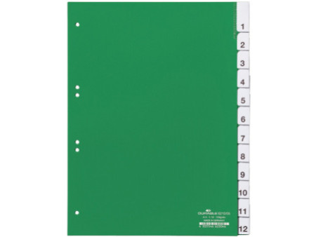 DURABLE Intercalaires en plastique, PP, 12 touches
