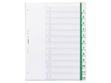 DURABLE Intercalaires en plastique, PP, 12 touches