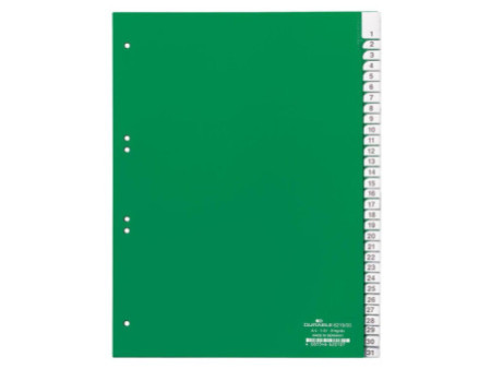 DURABLE Intercalaires en plastique, PP, 31 touches