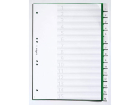 DURABLE Intercalaires en plastique, PP, 15 touches