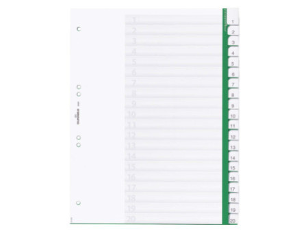 DURABLE Intercalaires en plastique, PP, 20 touches