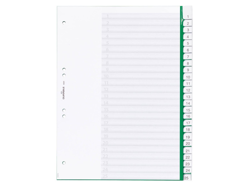 DURABLE Intercalaires en plastique, PP, 25 touches