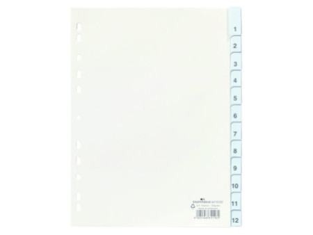 DURABLE Intercalaires mensuels plastique, A4,12 pièces,blanc