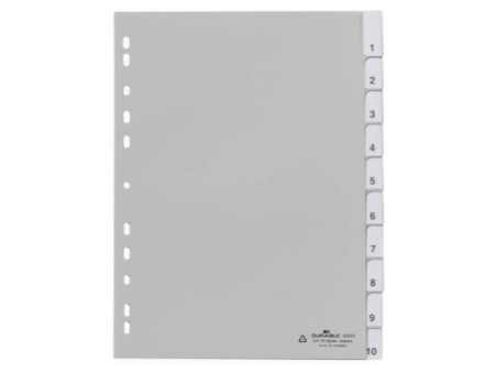 DURABLE Intercalaires en plastique, format A4, PP, 10 pièces