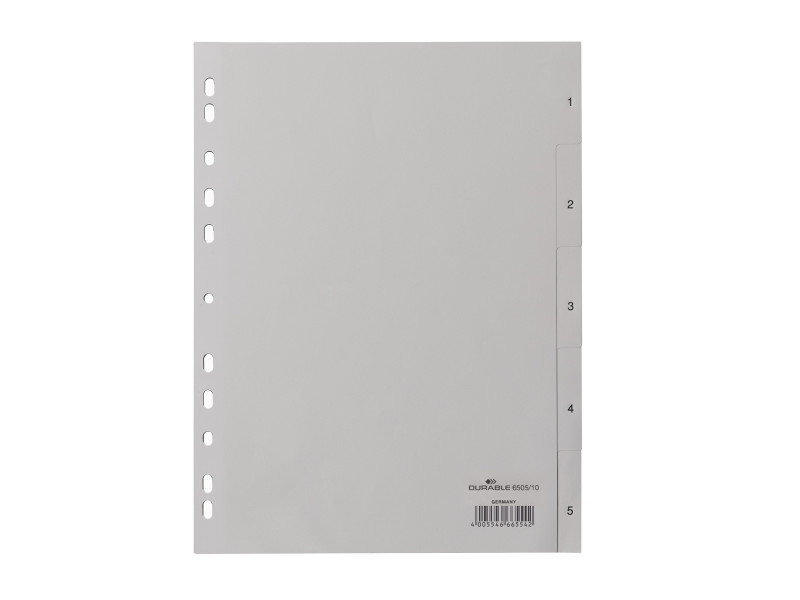 DURABLE Intercalaires en plastique, chiffres, A4, 5 touches
