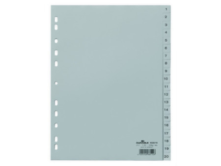 DURABLE Intercalaires en plastique, chiffres, A4, 20 touches