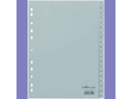 DURABLE Intercalaires en plastique, chiffres, A4, 20 touches
