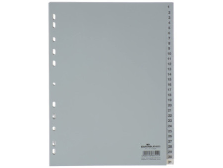 DURABLE Intercalaires en plastique, chiffres, A4, 31 touches