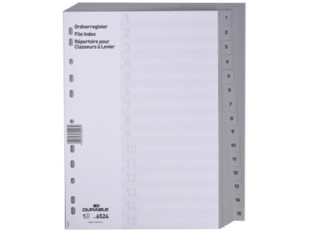DURABLE Intercalaires en plastique, chiffres, A4, 15 touches