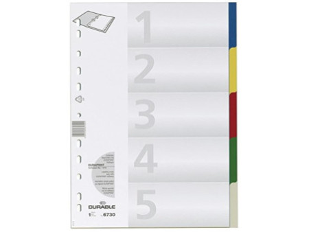 DURABLE Intercalaires en plastique, A4, PP, 5 touches