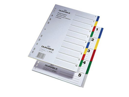 DURABLE Intercalaires en plastique, A4, PP, 5 touches
