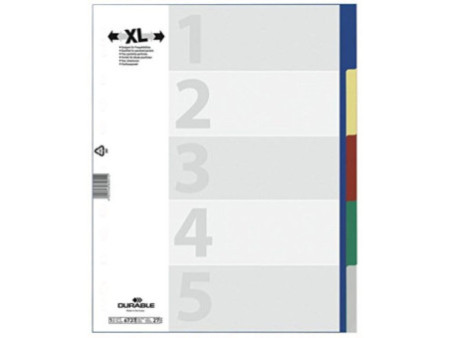 DURABLE Intercalaires en plastique, A4, PP, 5 touches