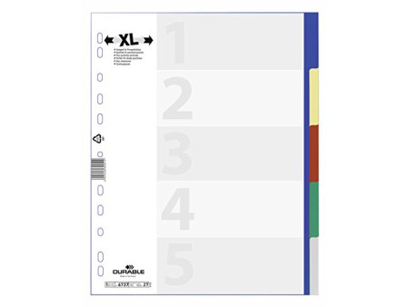DURABLE Intercalaires en plastique, A4, PP, 5 touches