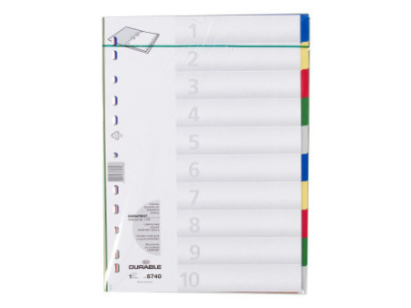 DURABLE Intercalaires en plastique, A4, PP, 10 touches