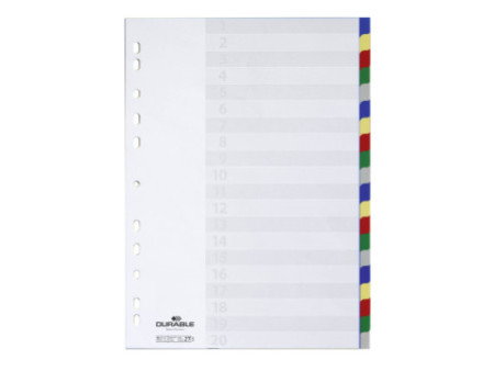 DURABLE Intercalaires en plastique, A4, PP, 20 touches