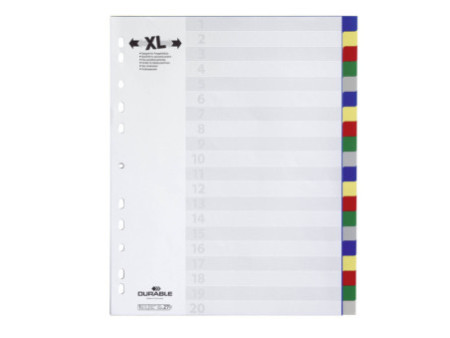 DURABLE Intercalaires en plastique, A4, PP, 20 touches