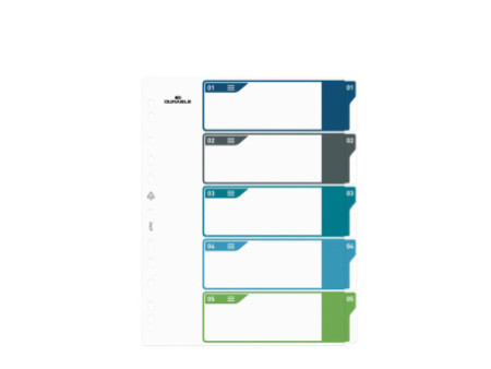 DURABLE Intercalaire en plastique, numérique, A4+, 5 touches