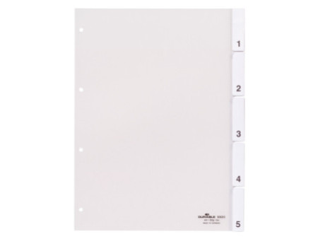 DURABLE Intercalaires en plastique, A4, 5 touches, transp.