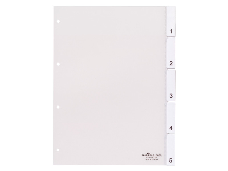 DURABLE Intercalaires en plastique, A4, 5 touches, transp.