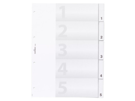DURABLE Intercalaires en plastique, A4, 5 touches, transp.