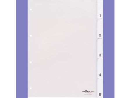 DURABLE Intercalaires en plastique, A4, 5 touches, transp.