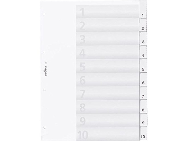 DURABLE Intercalaires en plastique, A4, 10 touches, transp.