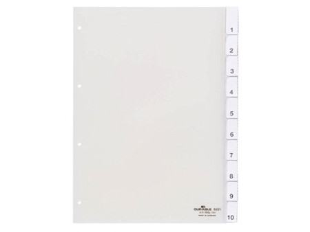DURABLE Intercalaires en plastique, A4, 10 touches, transp.