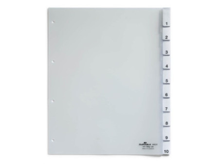 DURABLE Intercalaires en plastique, A4, 10 touches, transp.
