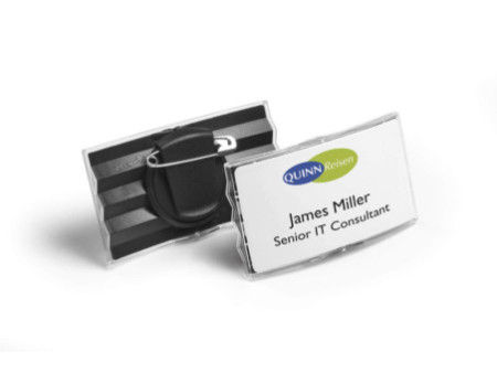 DURABLE Badge convexe, avec pince combi, 75 x 40 mm