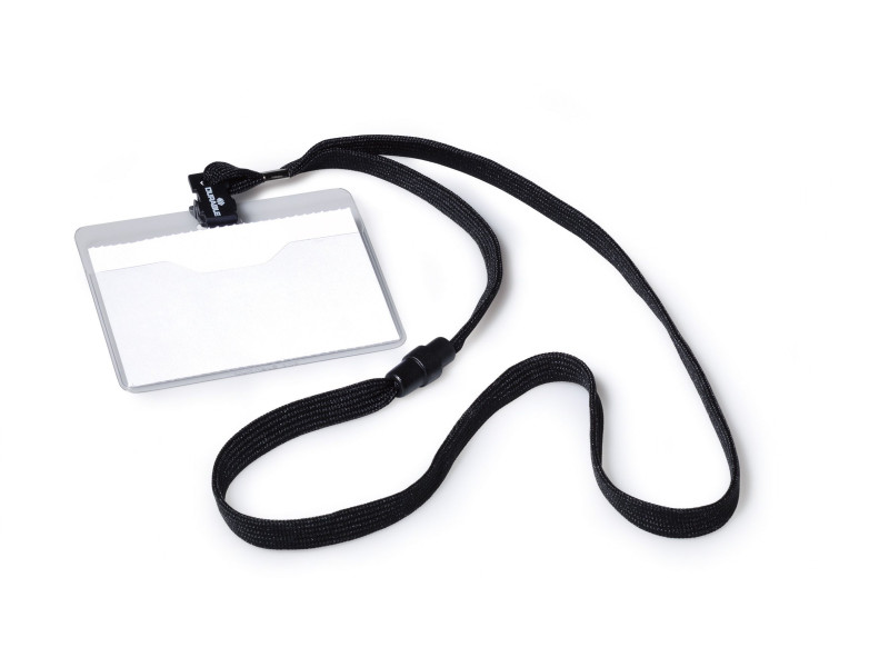DURABLE Badge, avec lacet textile, 90 x 60 mm, noir