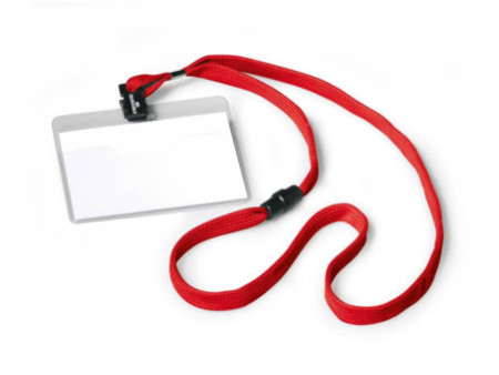 DURABLE Badge, avec lacet textile, 90 x 60 mm, rouge