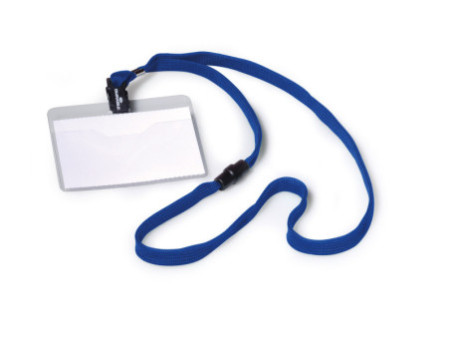 DURABLE Badge, avec lacet textile, 90 x 60 mm, bleu foncé