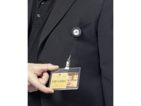 DURABLE Porte-badge avec bouton poussoir, anthracite