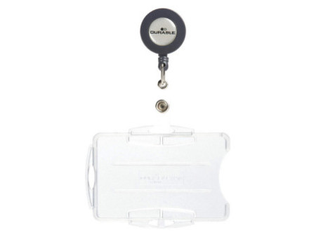 DURABLE Porte-carte double étui avec enrouleur, transparent
