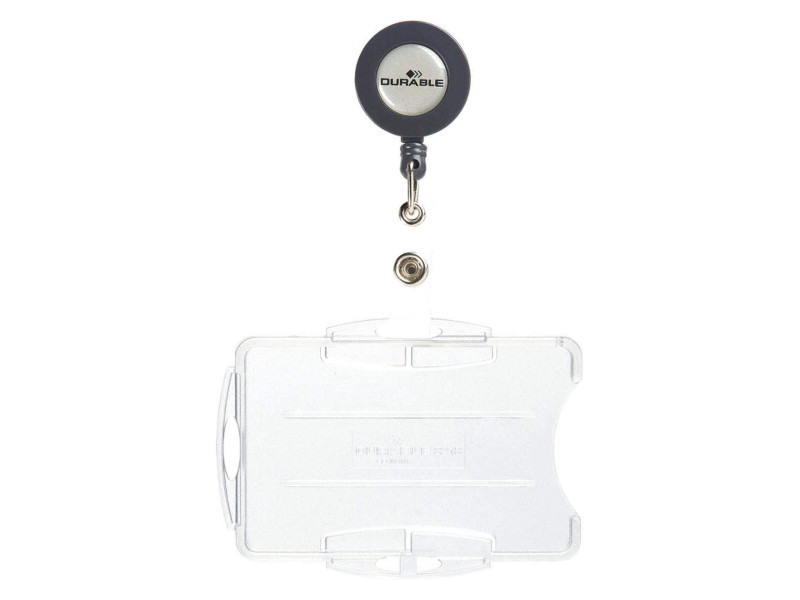 DURABLE Porte-carte double étui avec enrouleur, transparent