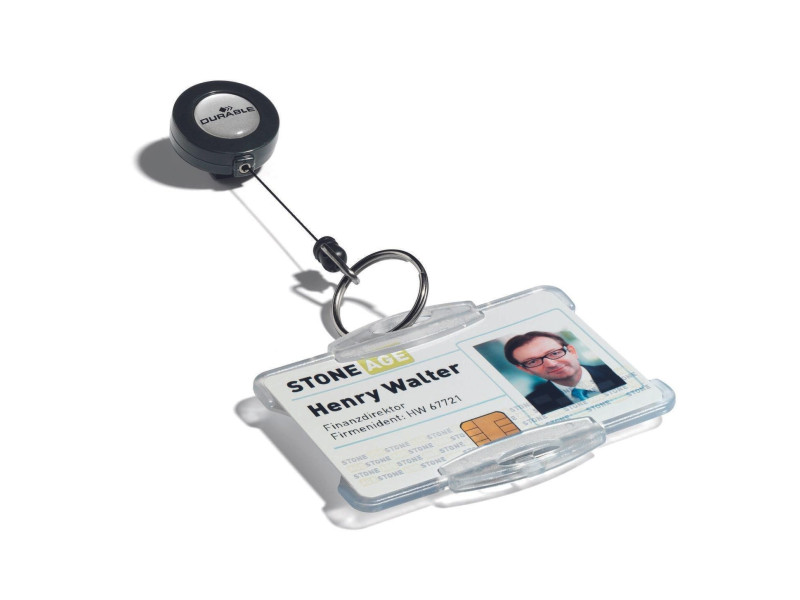 DURABLE Porte-badge avec anneau porte-clés, anthracite