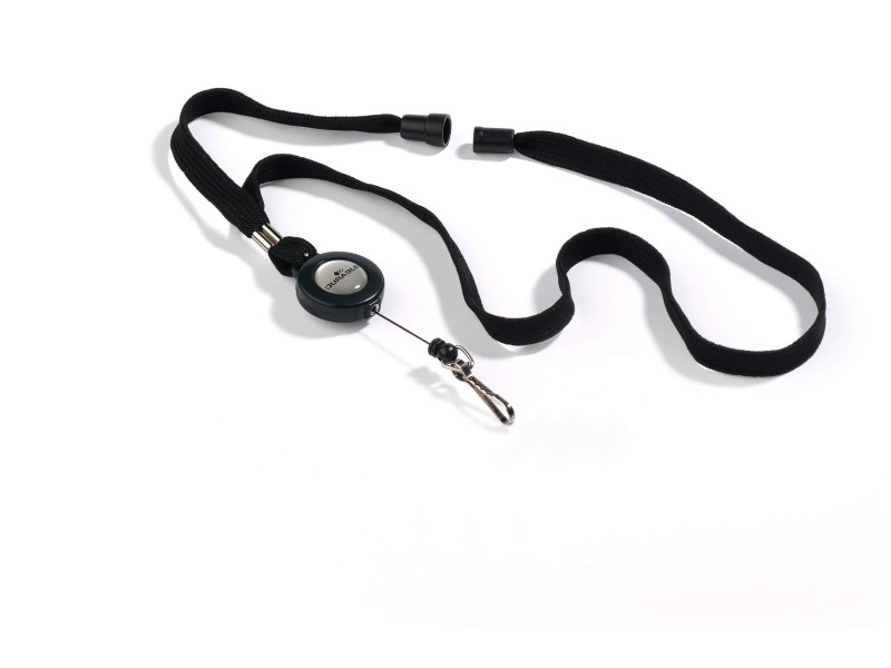 DURABLE Lacet textile 10 avec enrouleur, noir