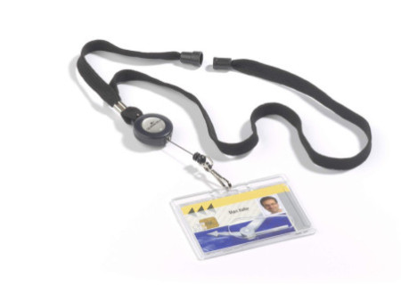DURABLE Lacet textile 10 avec enrouleur, noir