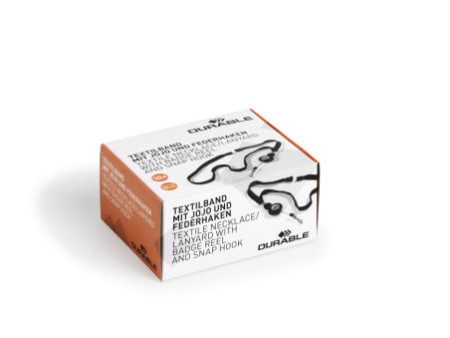 DURABLE Lacet textile 10 avec enrouleur, noir