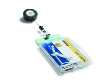 DURABLE Porte-badge double avec enrouleur, transparent